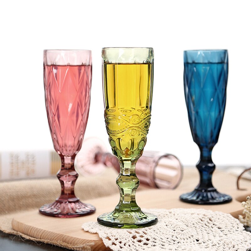 Verre à vin rouge Vintage gaufré 150ml, gobelet à jus rétro, verre à eau, verre à Champagne, verres à vin pour fête de mariage