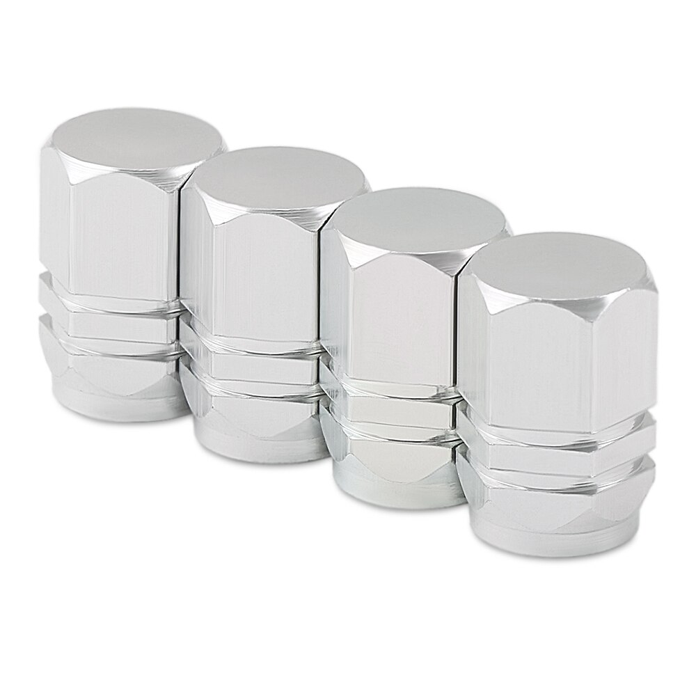 Tapones de válvula de vástago para llantas de coche a prueba de robo para Volkswagen CC GOLF 7 Golf 6 MK6 Polo GTI VW Tiguan: Plata