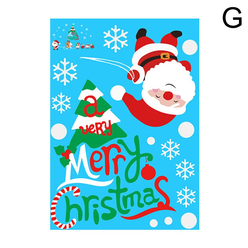 Glædelig jul væg vinduer glas dekoration klistermærker julemanden wall sticker til hjemmet jul år vindue glas dekoration: G