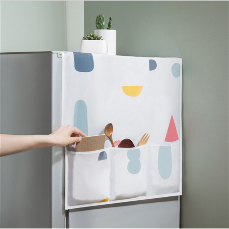 Støvlåg til hjemmet køleskab vaskemaskine opbevaringsorganisator tasker hængepose med lommeopbevaring støvbetræk 4 stile: B