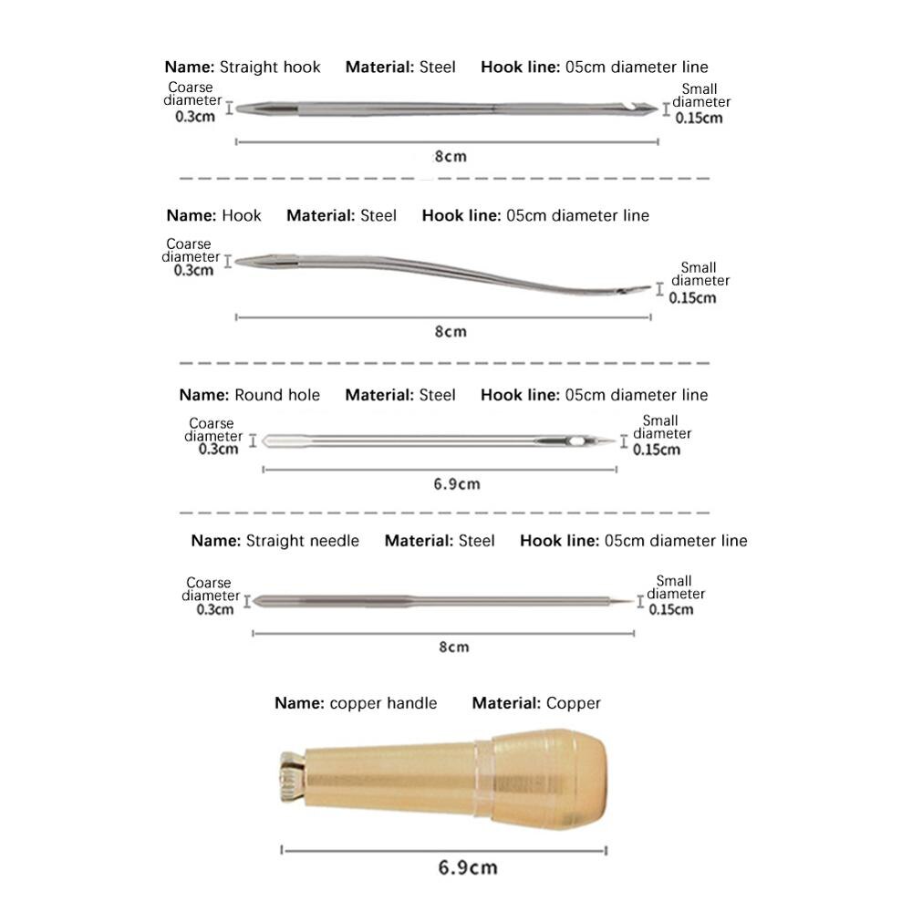 1pcs Canvas Leather Sewing Awl Needle Hand Stitch Copper Handle Awl DIY handcraft for Shoe Handmade Leather Repair Sewing Tools