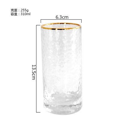 Högklassig glas vinkopp med gyllene linje mjölk juice vin textur whisky sprit cocktail pint brandy snifters flöjter coupes: 1
