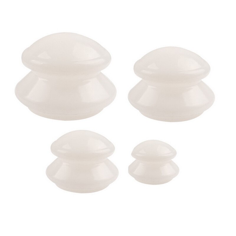 4 Stuks Siliconen Massage Cupping Set Cellulite Vacuüm Cup Massager Chinese Therapie Zuig Facial Body: White