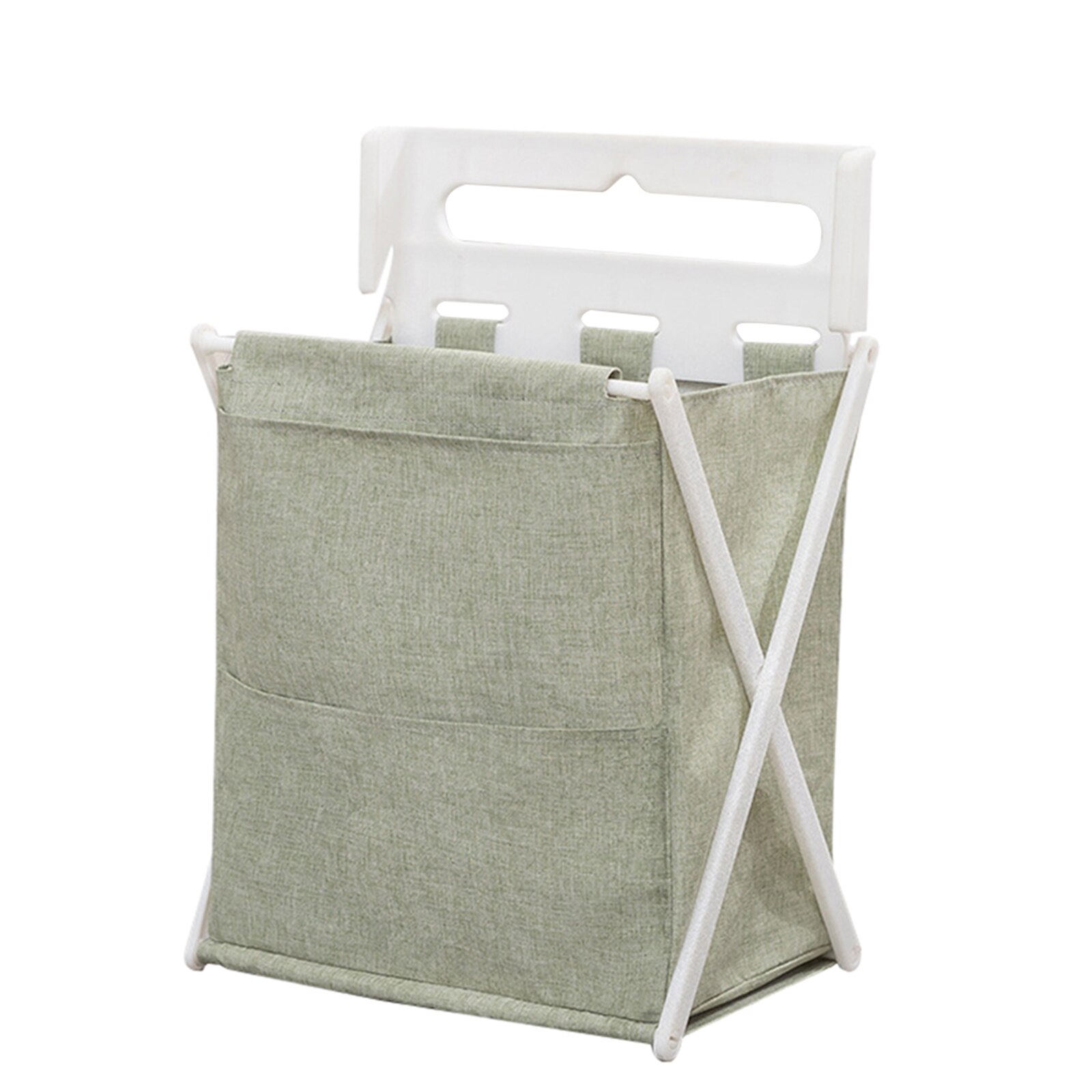 Wall Mounted Laundry Organizer Bag Foldable Washable Laundry Basket Home Clothes Storage Hamper @LS: Green