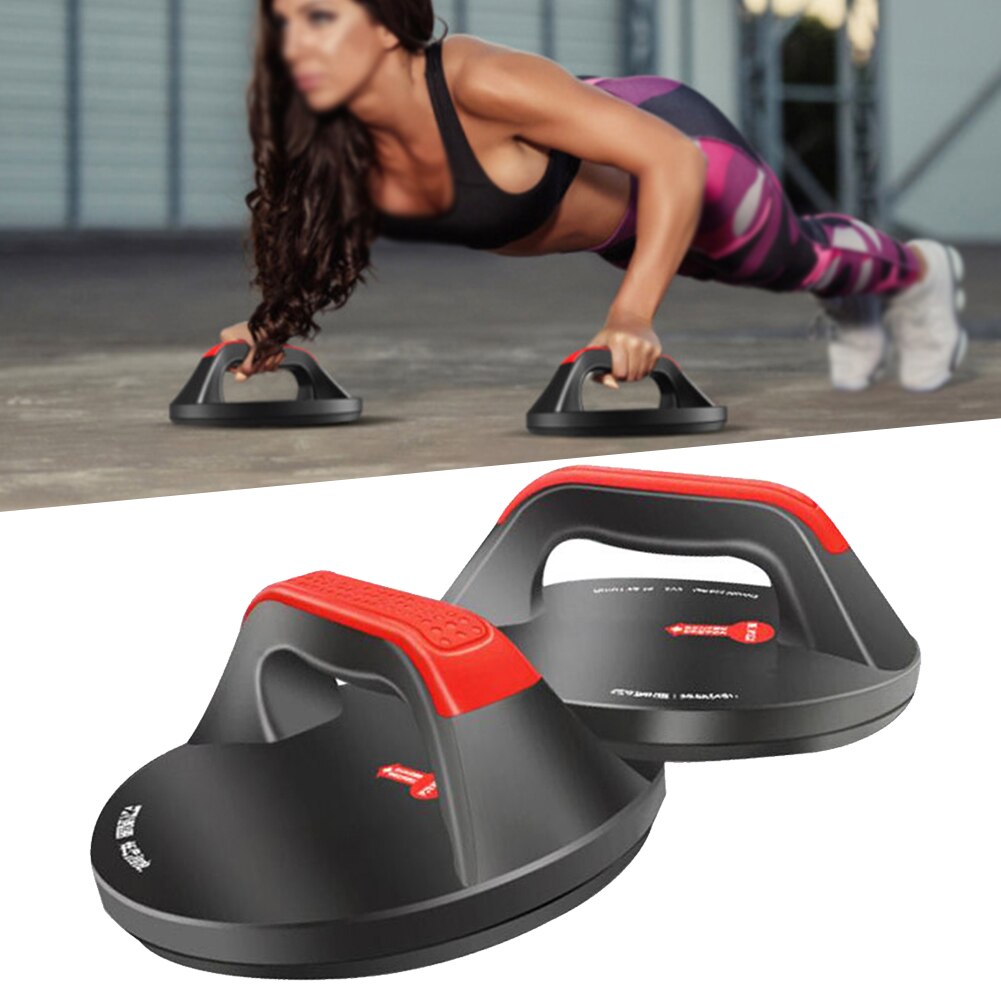 1 Pair Push Up Stand Back Exercise Arms Ergonomic Chest Equipment Body Building Round Base Gym Nonslip Handle Workout Support