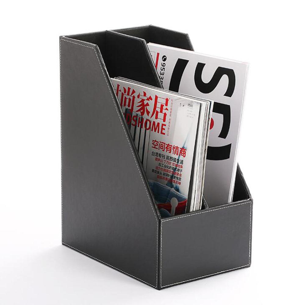 Executive Leather Vertical File Folder Holder Office Product Organizer Store Files Notepad Book Sturdy Cardboard Magazine Holder