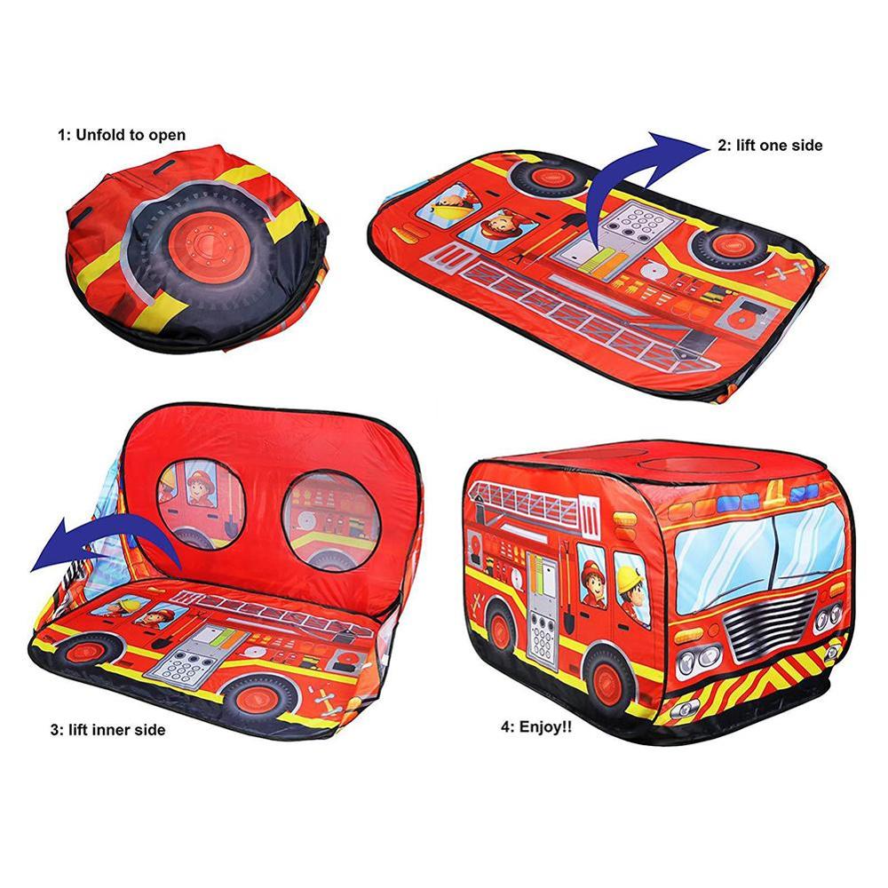 Kids Pop Up Play Tent Speelgoed Opvouwbare Speelhuisje Doek Brandweerwagen Politie Auto Spel Huis Bus Kinderen Speelgoed Tent brandbestrijding Model