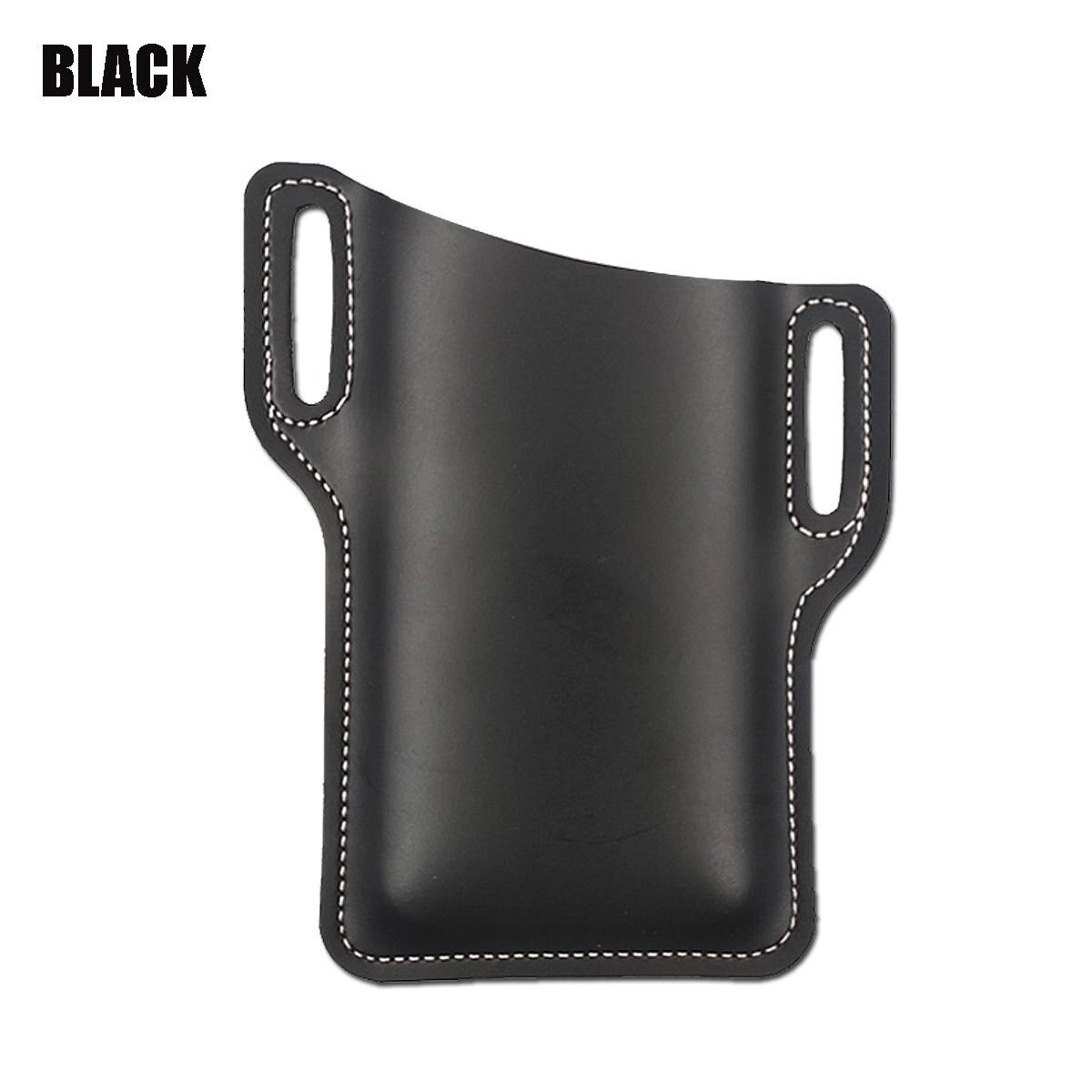 PU Leather Men Cellphone Belt Loop Holster Case Waist Bag Leather Phone Wallet Vintage Belt Bag Mobile Phone Protective Sheath: Black