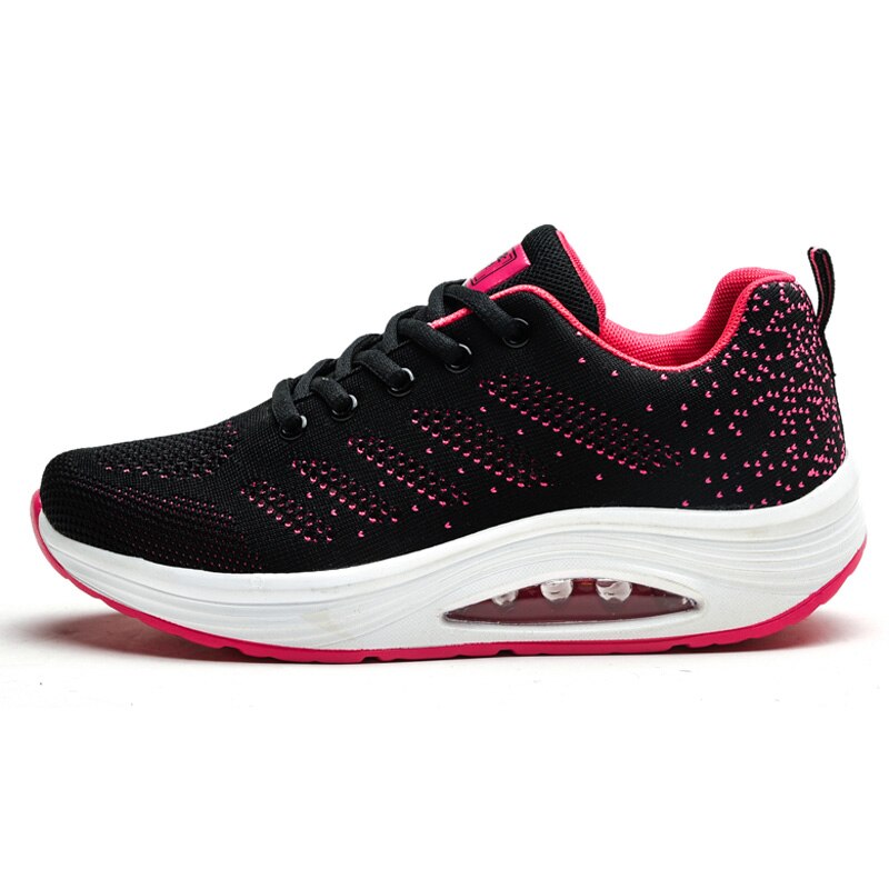 Shape Ups Sneaker Women Thick Sole Swing Fitness Women Shoes Breathable Massage Wedges Platform Footwear Calzado Deportivo Mujer: black and rose / 8