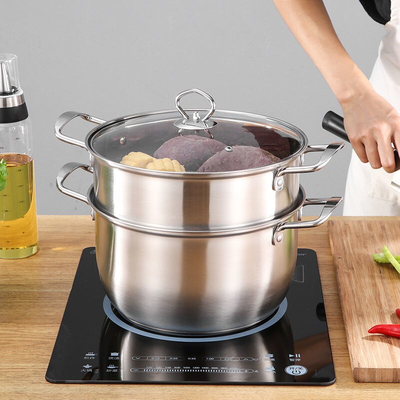 Stainless Steel Soup Pot Steamer Pot Soup Pot Small Pot Home Binaural Skillet Gas Milk Pot Induction Cooker Special Cookware