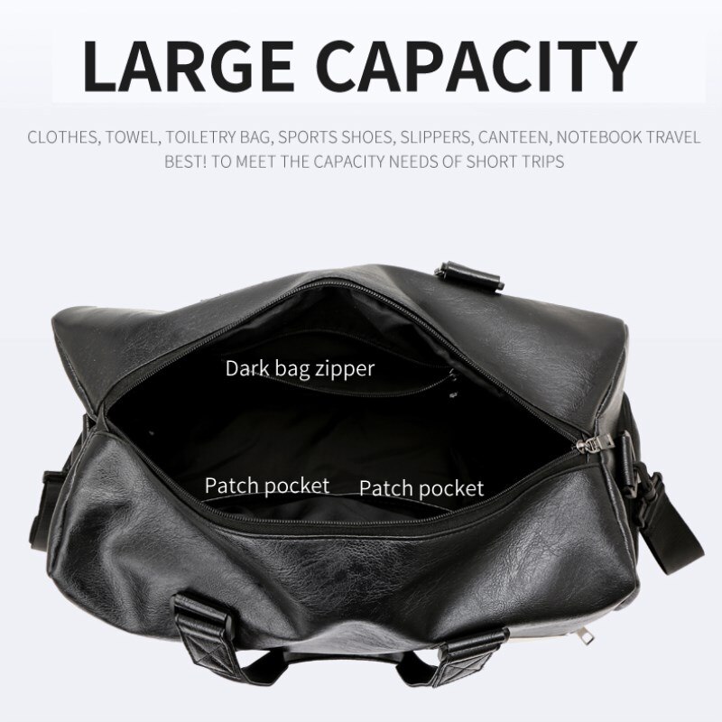 Weiche pu-leder-reisetaschen für herren mit großem fassungsvermögen, handgepäcktaschen, umhängetaschen, tragbare sporttaschen, sporttaschen