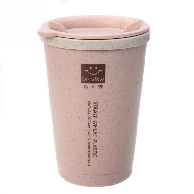 Tasse à café en paille à Double paroi 280ML, isolant en Fiber de blé, tasse de voyage étanche: Rose