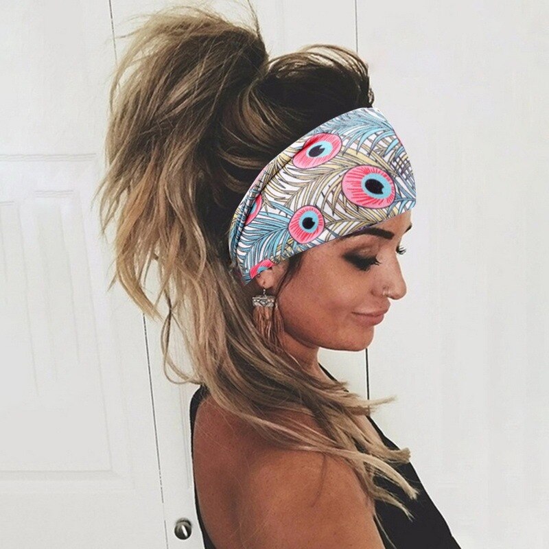 Sportliche lauf-stirnbänder, unisex, bedruckt, für damen, dehnbar, batik-haarband, elastisches, rutschfestes turban-kopftuch