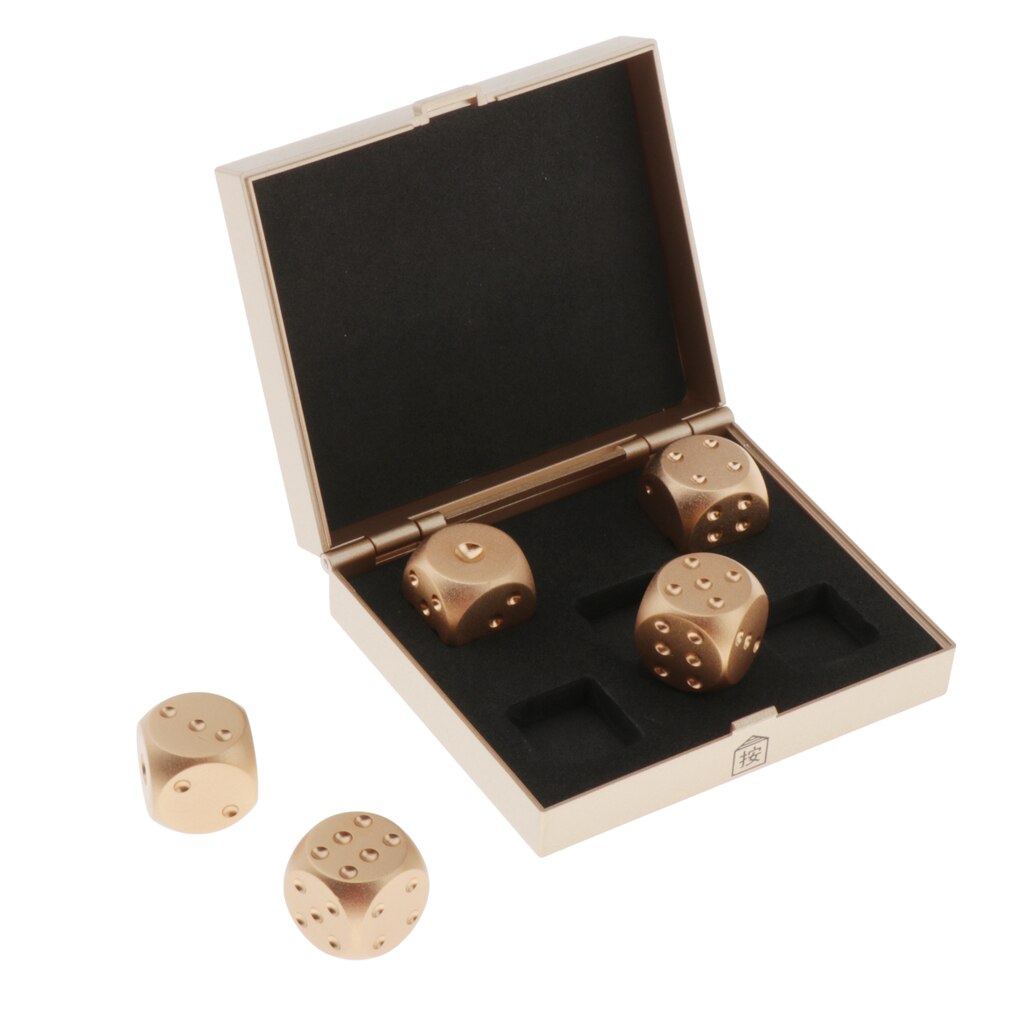 5 Pieces Alloy Six Sided 16mm 0.63" Standard Dice Die Metal Golden with