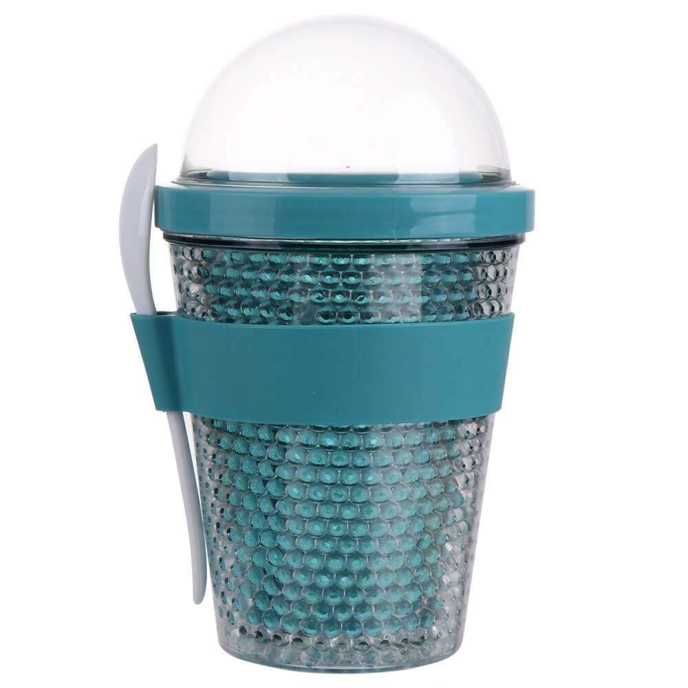 1pc Reusable Double Layer Yogurt Cup Cup Portable Cup Large Capacity Tea Cup with Lid and Spoon (Random Color, 360ml): Default Title