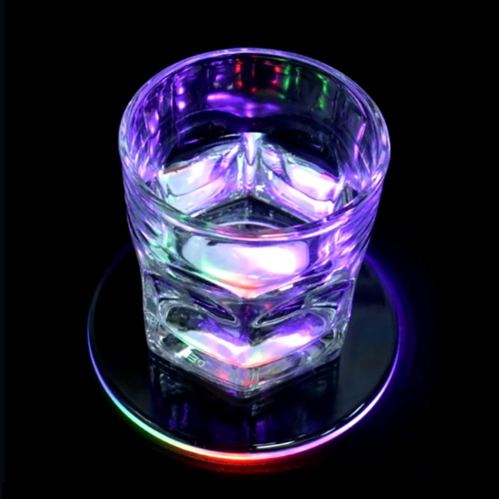 LED Coaster For Bar Table Decoration Accessories Acrylic Bar Cocktail Flash Base LED Mats Crystal Ultra-Thin LED Light Coaster