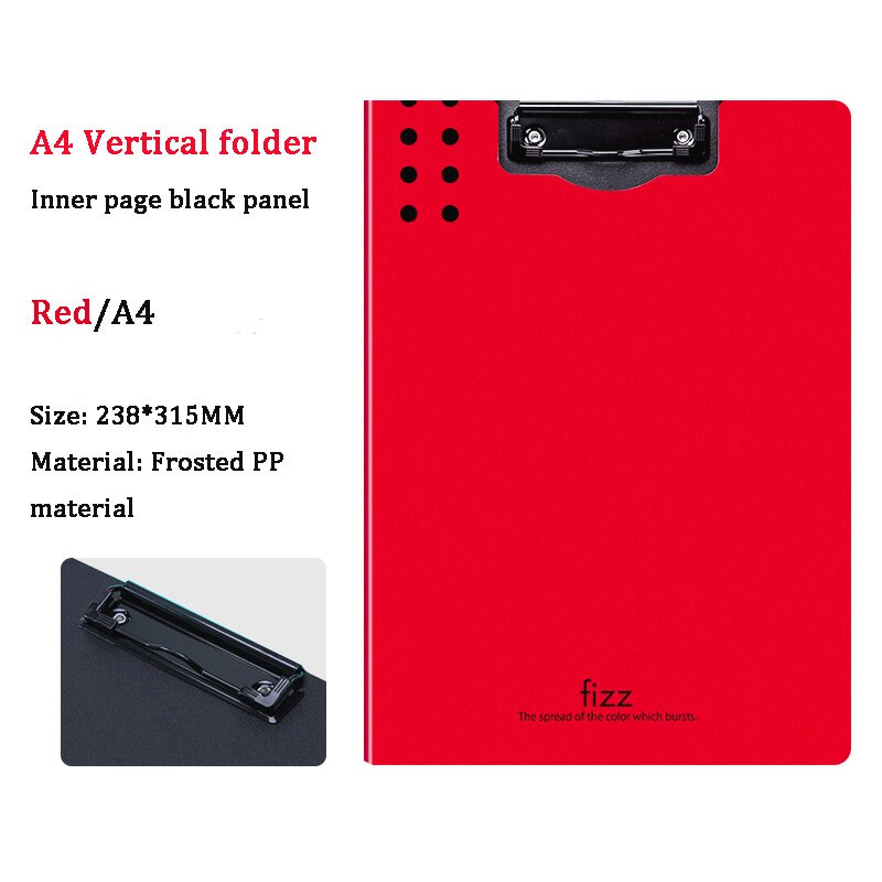 Fizz-carpeta A4 Horizontal, de 6 colores Carpeta de textura mate, almohadilla portátil, bandeja para bolígrafo, bolsillo para archivos de reuniones de oficina: Vertical Red