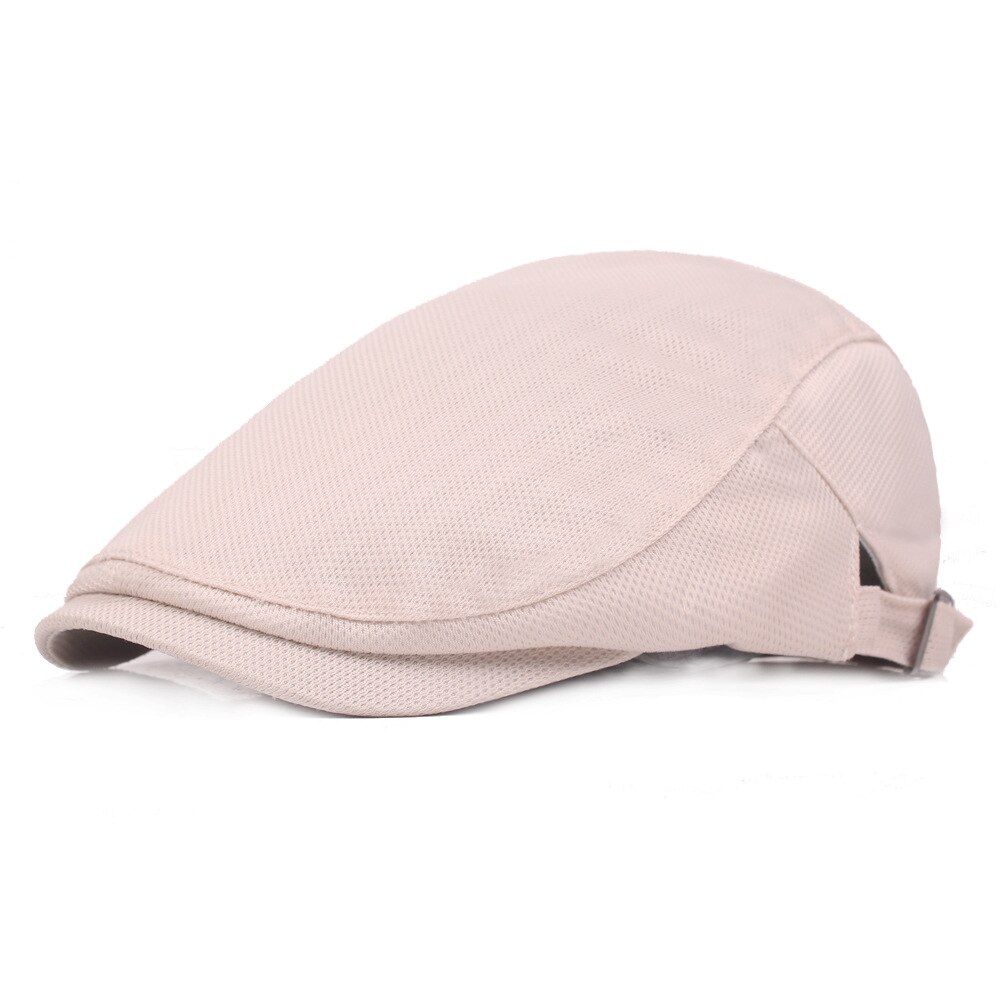 Gorra de malla transpirable para hombre y mujer, gorro de malla transpirable para caballero, gorra de caballero, ropa de calle, sombrero de Golf, gorras planas, sombreros de ornitorrinco,: Beige