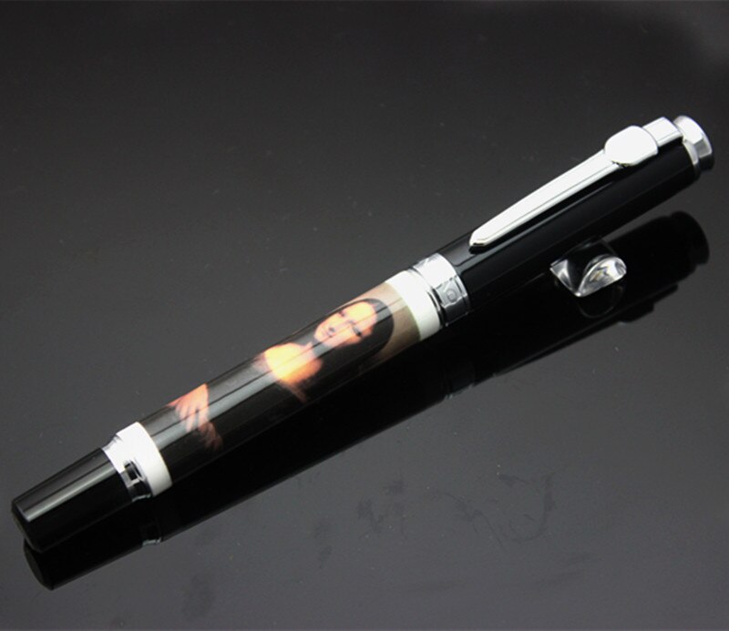 Jinhao 8802 Blue and White Porcelain Fountain Pen 18kgp Medium Nib Plum Blossom Bird Painting Pen