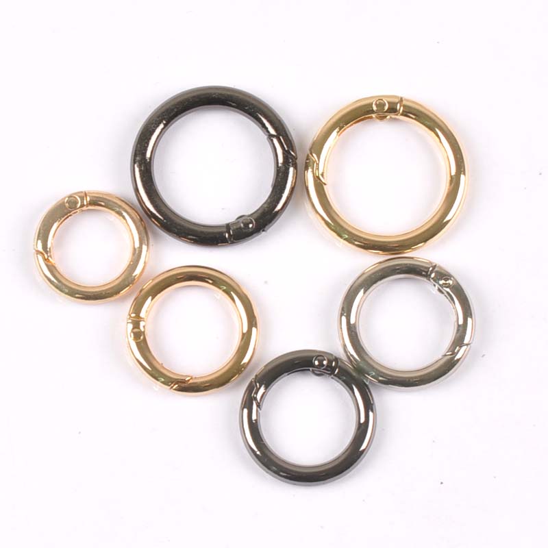 4 stuks zilver zwart goud cirkel ring verbinding tas haak diy accessoires ronde karabijnhaak schoenen riem veer sleutelhanger gespen  c2152