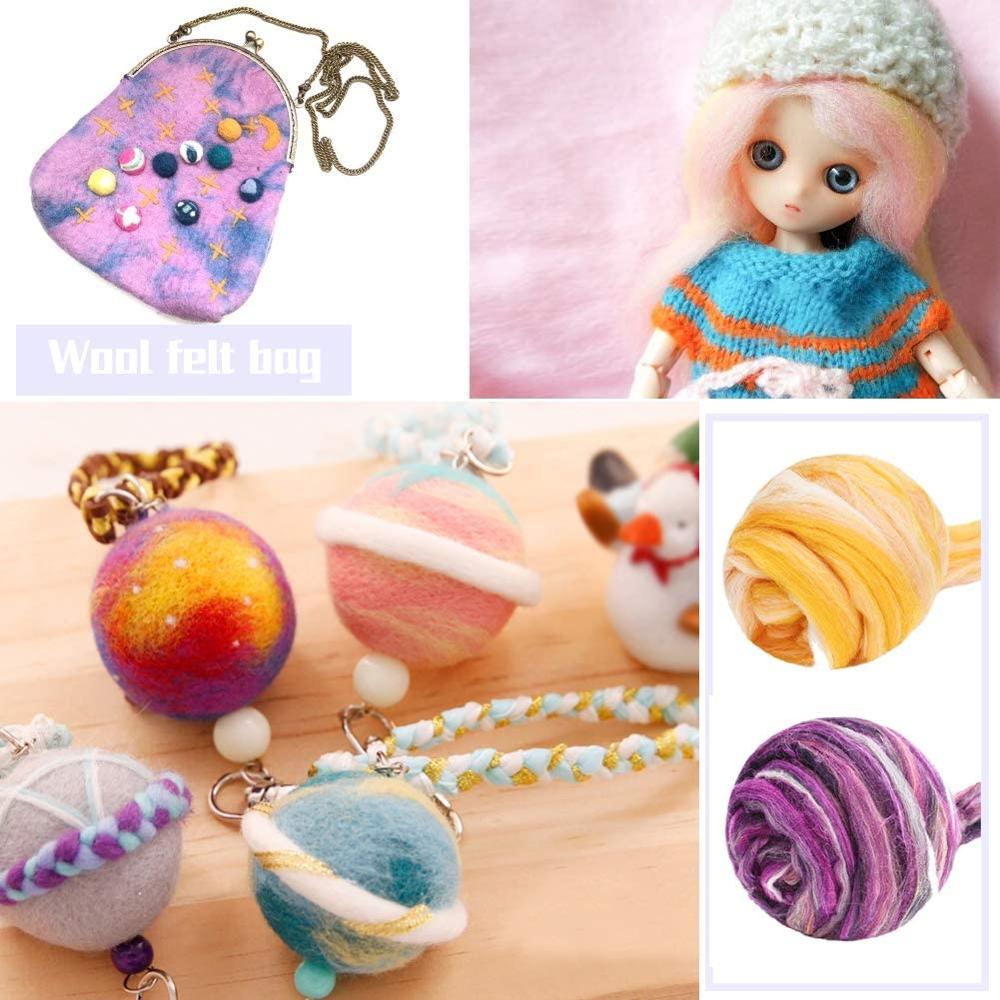 LMDZ 3.53oz Multicolor Wool Roving Yarn, Wool Felting Supplies,Pure Wool, Chunky Yarn, Spinning Wool Roving for Felting DIY