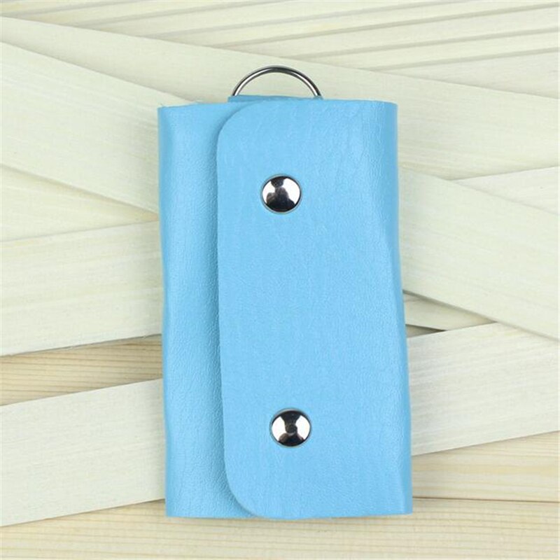 LKEEP Sleutels Houder Organizer Manager PU Lederen Gesp Sleutel Portemonnee Geval Zak Auto Sleutelhanger Voor Vrouwen Mannen Huishoudster Mode: Blue