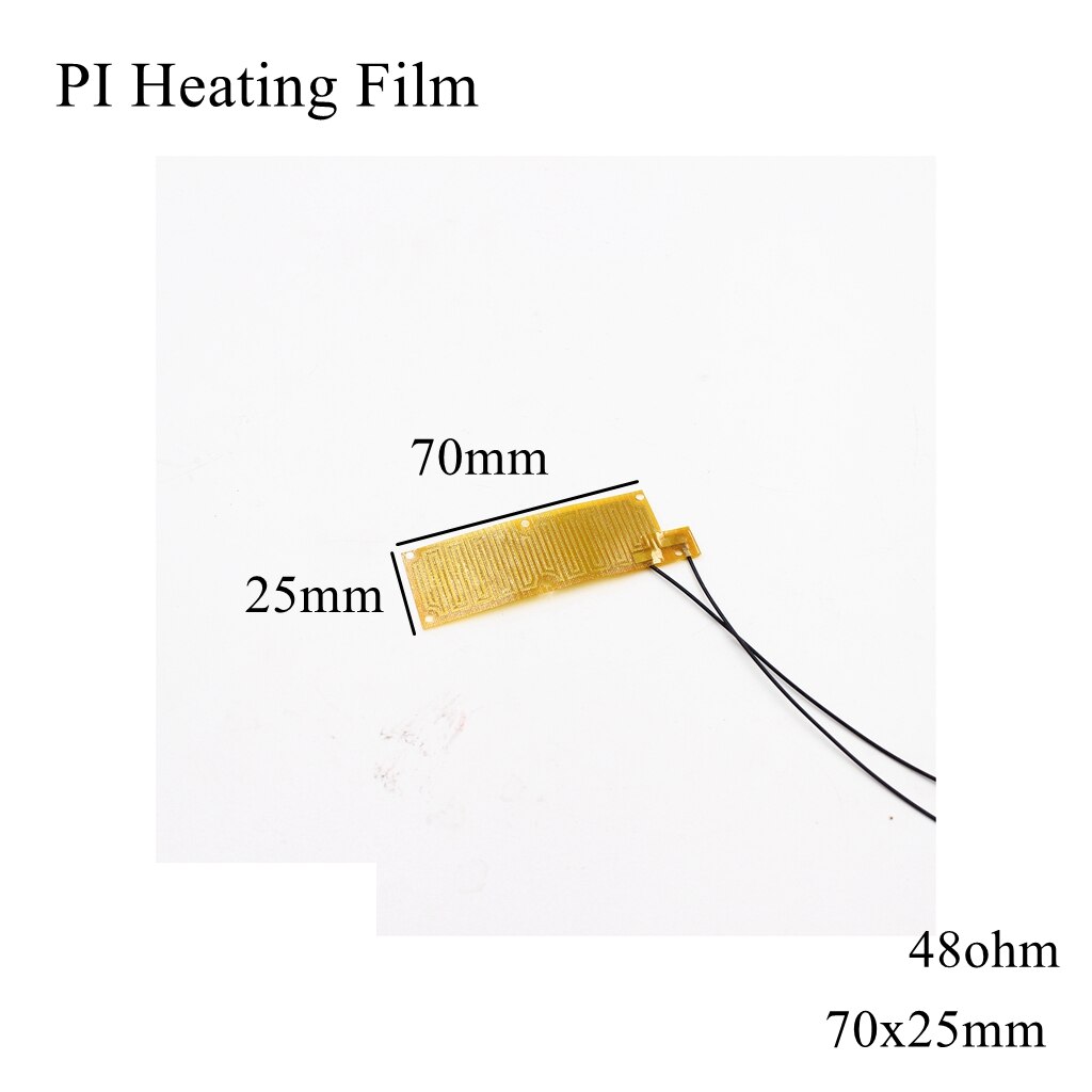 Film chauffant électrique 60x13mm, 5V 12V 24V 110V 220V PI, Film adhésif Polyimide, plaque chauffante électrique, tapis de panneau, feuille de carburant, huile moteur réservoir: 70x25mm