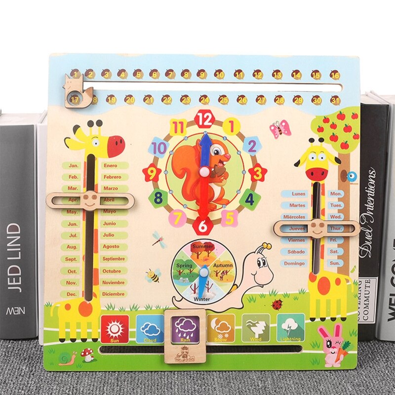 Educational Toys for 3 Year Old, Learning Clock for Kids, All About Today Board, Teaching Time Monthly Calendar