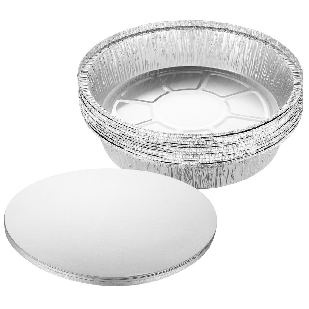 20pcs Aluminum Foil Pans Portable Pie Pans Steam Pans Food Containers with Lids for Baking Cooking