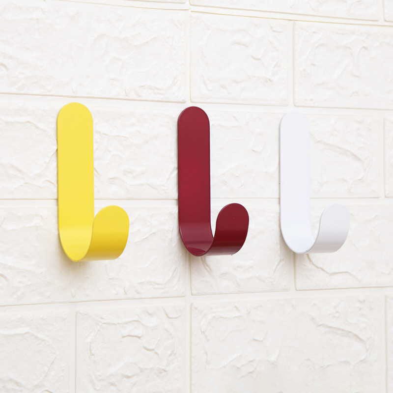 Long Hooks Self Adhesive Clothing Display Racks Key Holder Wall Hooks Coat Hanger Cap Room Door Decor Bag Holder No Punching