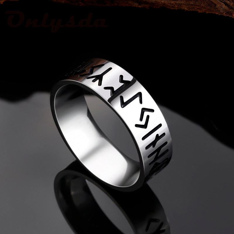 Onlysda316LStainless Staal Odin Noorse Viking Amulet Rune Mannen Ring Mode Woorden Retro Ringen Sieraden Paar Valentijnsdag Dagen