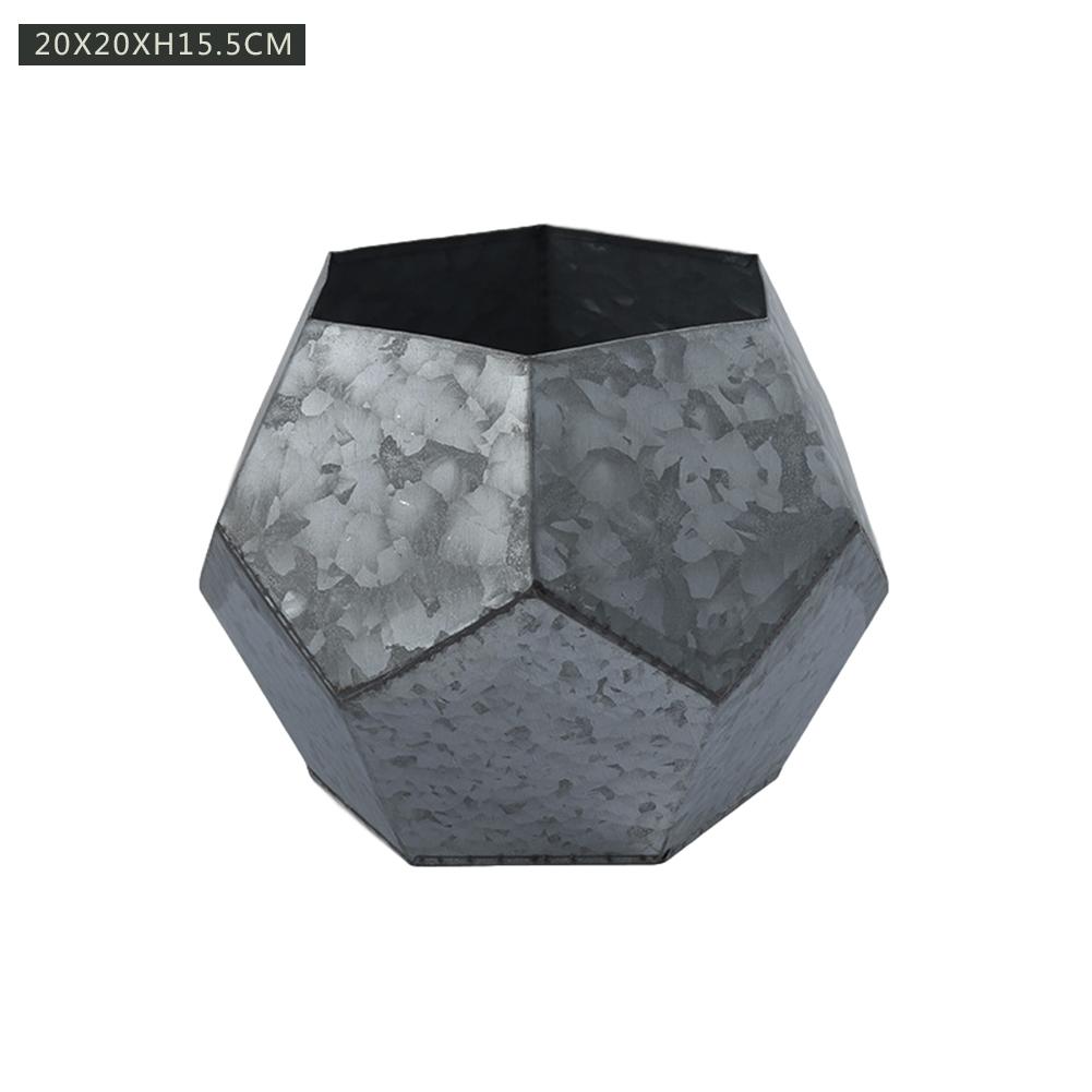 Creativity Iron Flower Pot Polygonal Metal Plants Planter Desktop Storage Bucket For Balcony Home Yard Decoration: 01