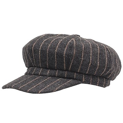 artiste peintre chapeaux rétro gavroche casquette automne hiver octogonale casquettes pour femmes hommes femme mâle Vintage: black
