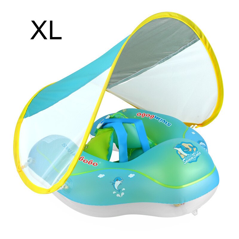 Baby Swimming Float with Sun Canopy Inflatable Infant Floating Swim Rings Kids Swim Pool Accessories Circle Bathing Summer Toys: B Blue XL