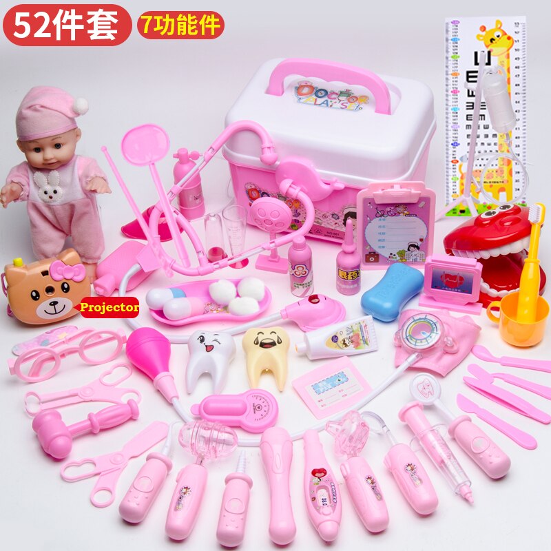 Nuovo Bambini Medico Set Giocattolo Per I Bambini Accessori Per Bambini Gioco di Ruolo Medico Dentista Giocattoli Ospedale Medicina Giochi Di Imitazione: 52pcs pink