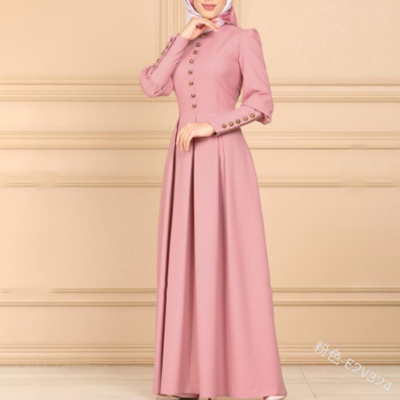 Abayas para mujer, bangladesh, dubái, hiyab, vestido de noche, caftán árabe, caftán marroquí, djelaba, vestido musulmán, ropa islámica.: Rosa / Metro