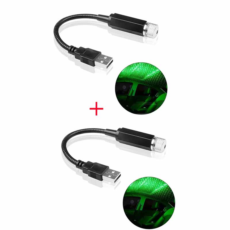 2X Romantische LED Sterrenhemel Nachtlampje 5V USB Aangedreven Galaxy Star Projectorlamp voor Autodak Kamer Plafond Decor Plug en Play: Cold White
