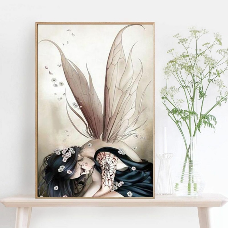 Fairy Diamond Painting Cross Stitch Canvas Portrait Artwork Handicraft 3D