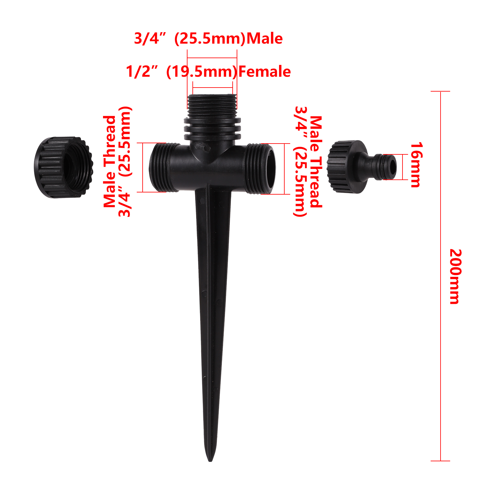 Arroseur d'arrosage de jardin à filetage mâle 1/2" 360 ° Buse d'irrigation rotative pour champ de fleurs de pelouse, arroseur rotatif oscillant: Gris clair