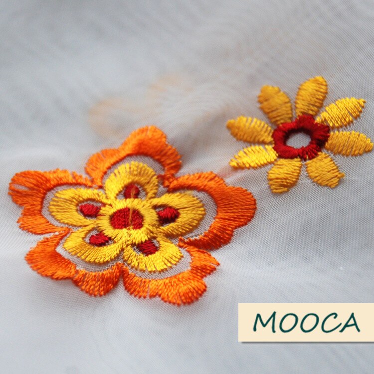 Orange farve blomst broderet køkkengardin færdigt kort køkkengardin hvidt cafegardin 40 x 180cm