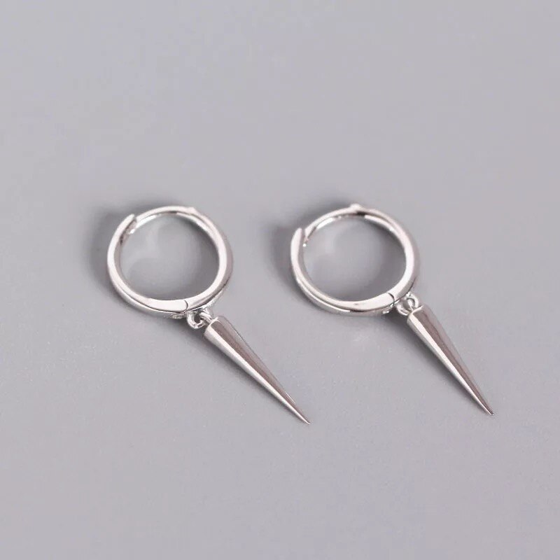 S925 Sterling Zilveren Oorbellen Persoonlijkheid Driehoek Kwastje Oor Bot Oor Gesp Geometrische Mannen Vrouwen Jongens Meisjes Zilveren Oor Sieraden: 1 pair silver 9mm