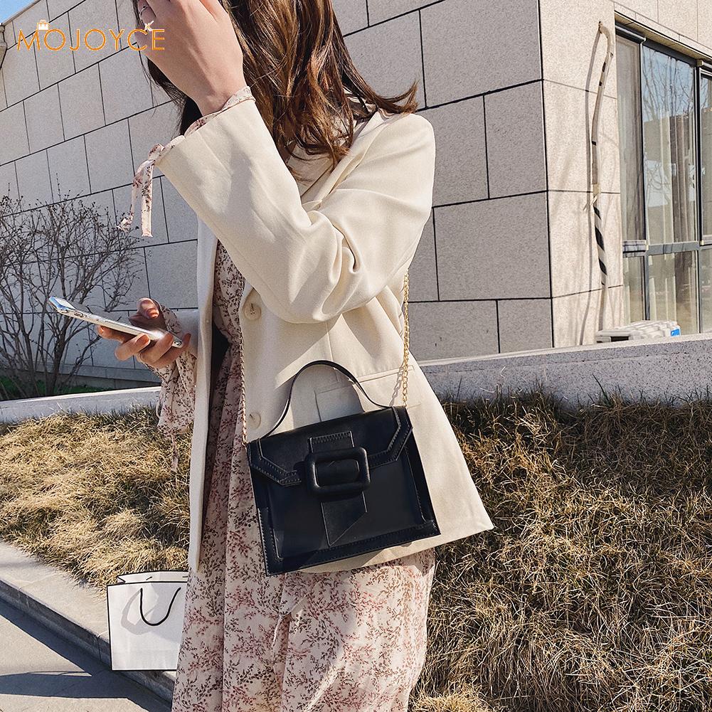 Damen Elegante Schlag Farbe Schulter Handtasche Frauen PU Leder Kette Kleine Geldbörse Bote Tasche Solide Klappe Umhängetaschen