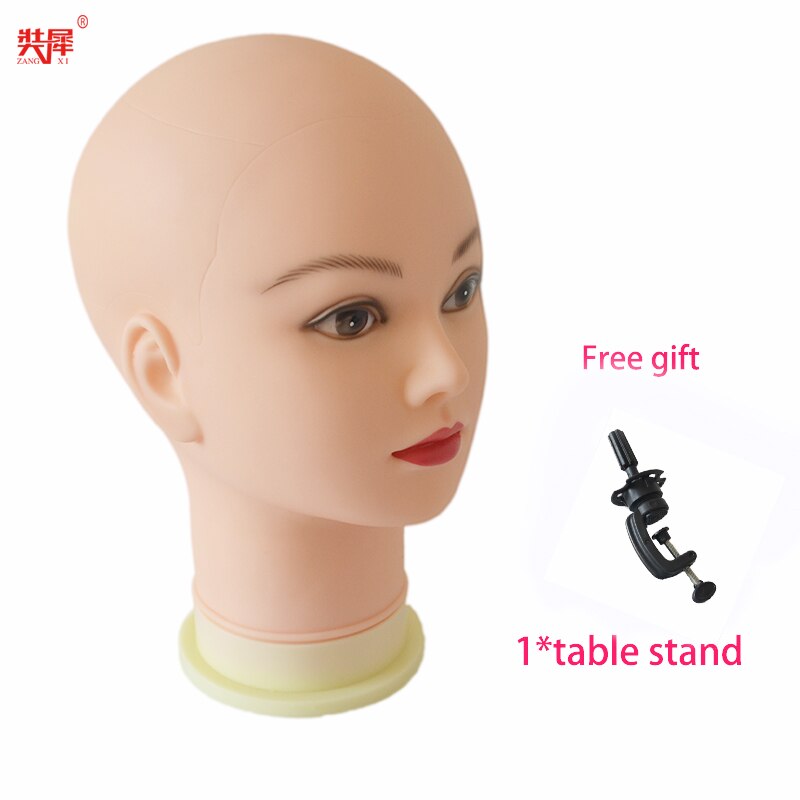 Meget blødt skaldet hoved paryk stativ til hat glas paryk display paryk gør frisure træning massage mannequin hoved paryk hoved stativ: Kød tone 1