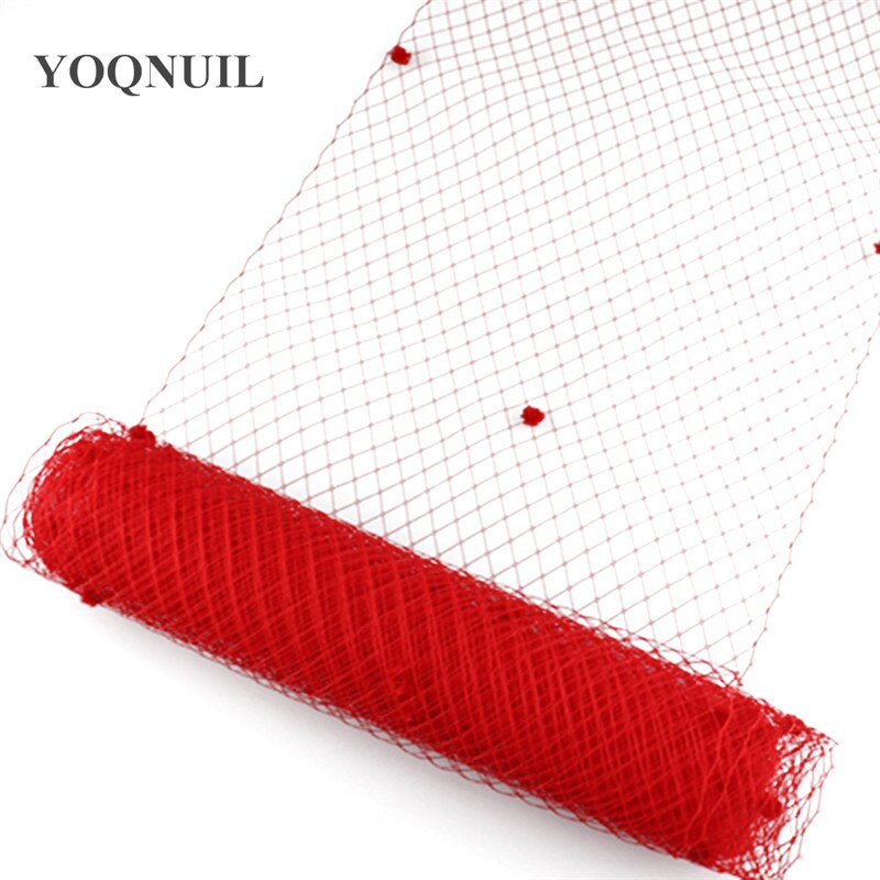 Lilla 5 yards pr. parti fuglebur slør med prik 45 cm bredde russisk slør netting bryllup prik slør stof gør-det-selv hårtilbehør: Rød