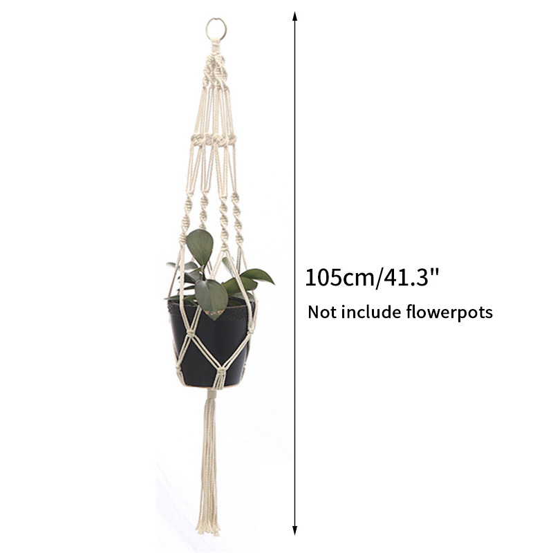 Maceta de algodón hecha a mano, Cestas colgantes de macramé, soporte de macetas de flores tejidas para colgar en la pared: S5
