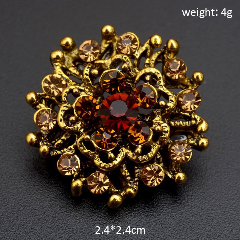 Broche Pin 25 Kleuren Vintage Kleurrijke Crystal Gold Bloemen Rhinestone Broche Pin Badge Diy Strass Accessoires Party Bruiloft
