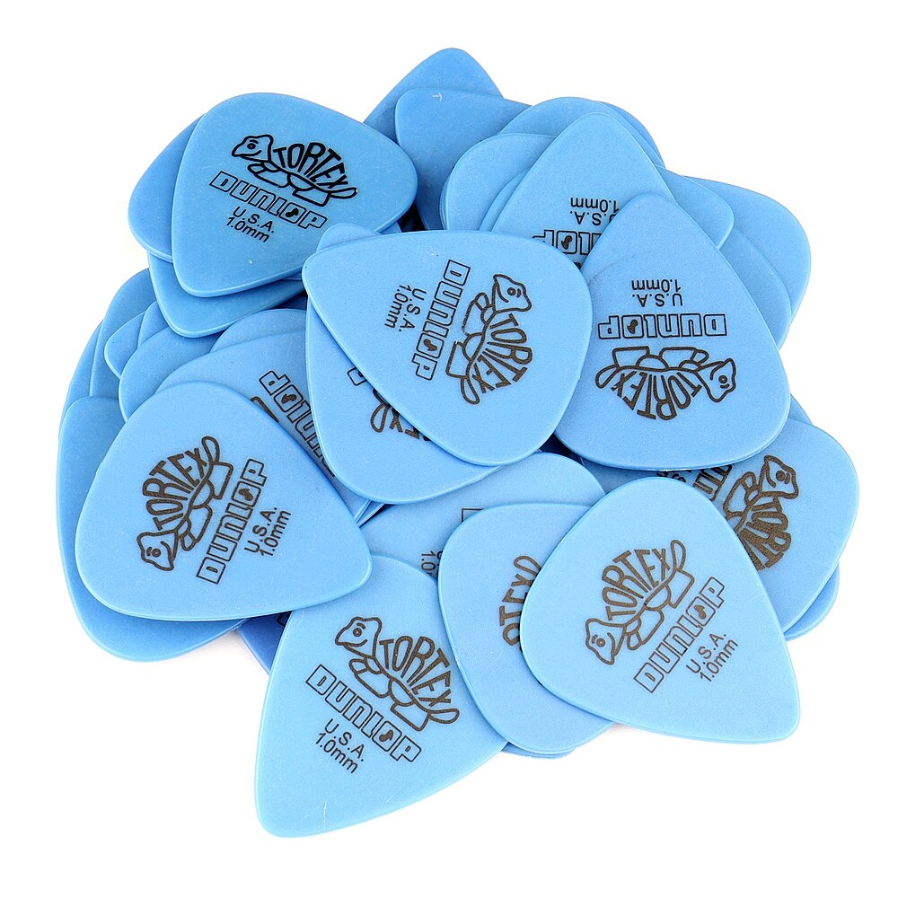 Dunlop-púas para guitarra eléctrica, accesorios para bajo, 6 tipos de grosor, Plectrum, 100 unidades,: 1.0mm