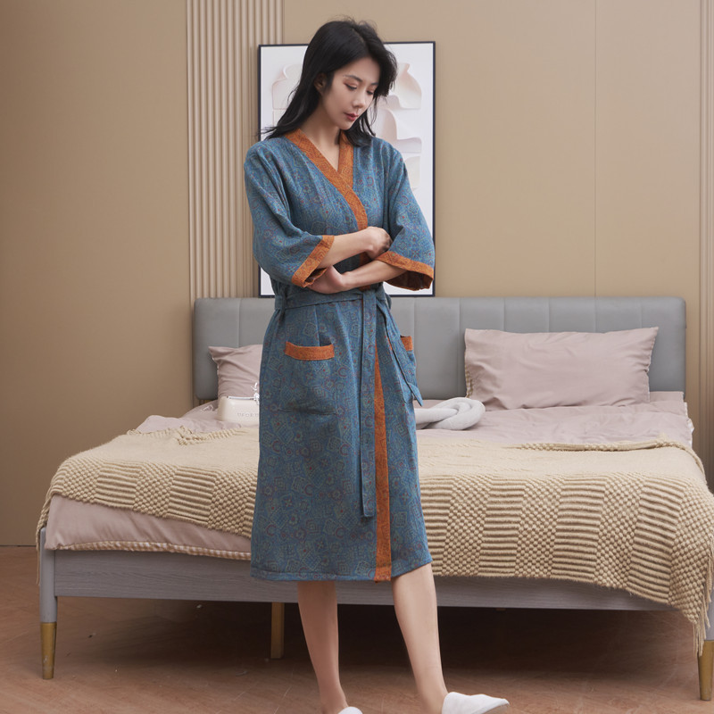 Katoenen Badjas Voor Koppels Lente En Zomer Dunne Stijl Korte Mouw Pyjama Kleding Vrouwen Absorberende En Sneldrogende Badjassen: XL / Zilver