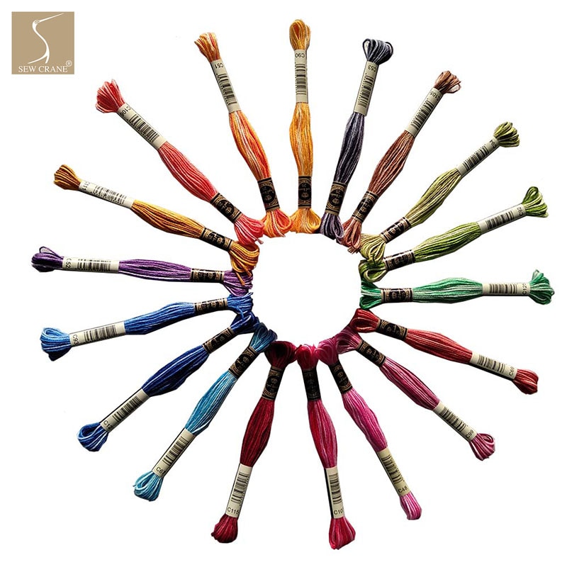 Rainbow Cotton Variegated Embroidery Floss Pack Color Variation Six-strand Cross Stitch Threads Multi-Color Blend Threads