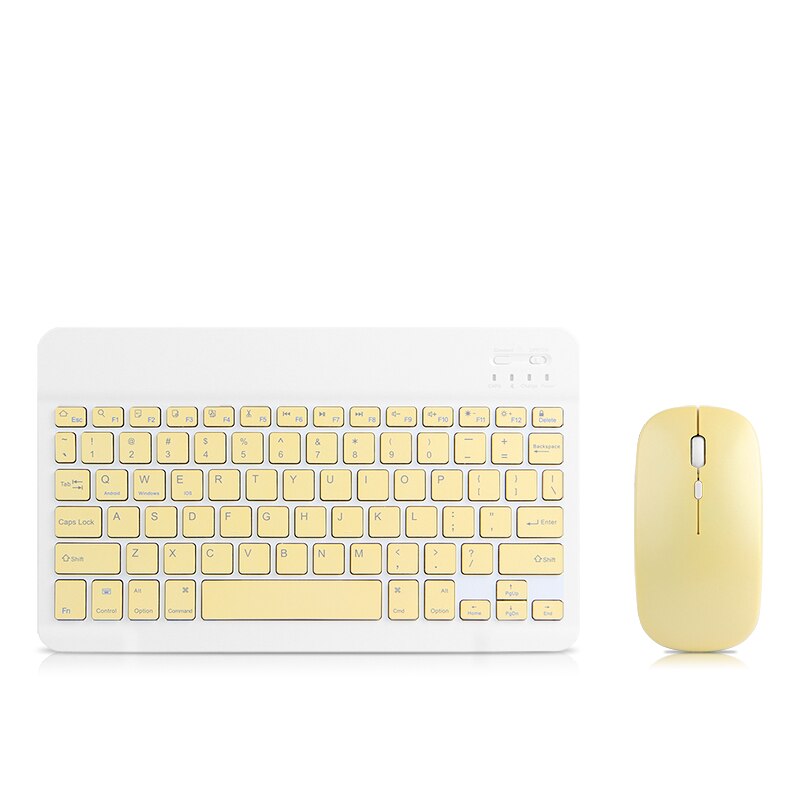 Clavier Bluetooth Souris Pour Huawei MediaPad T3 T5 M2 M3 Lite 8.0 T10 T10S 10.1 M3 8.4 M5 M6 8.4 Matepad 10.4 Pro 10.8» Tablette: Yellow and Mouse
